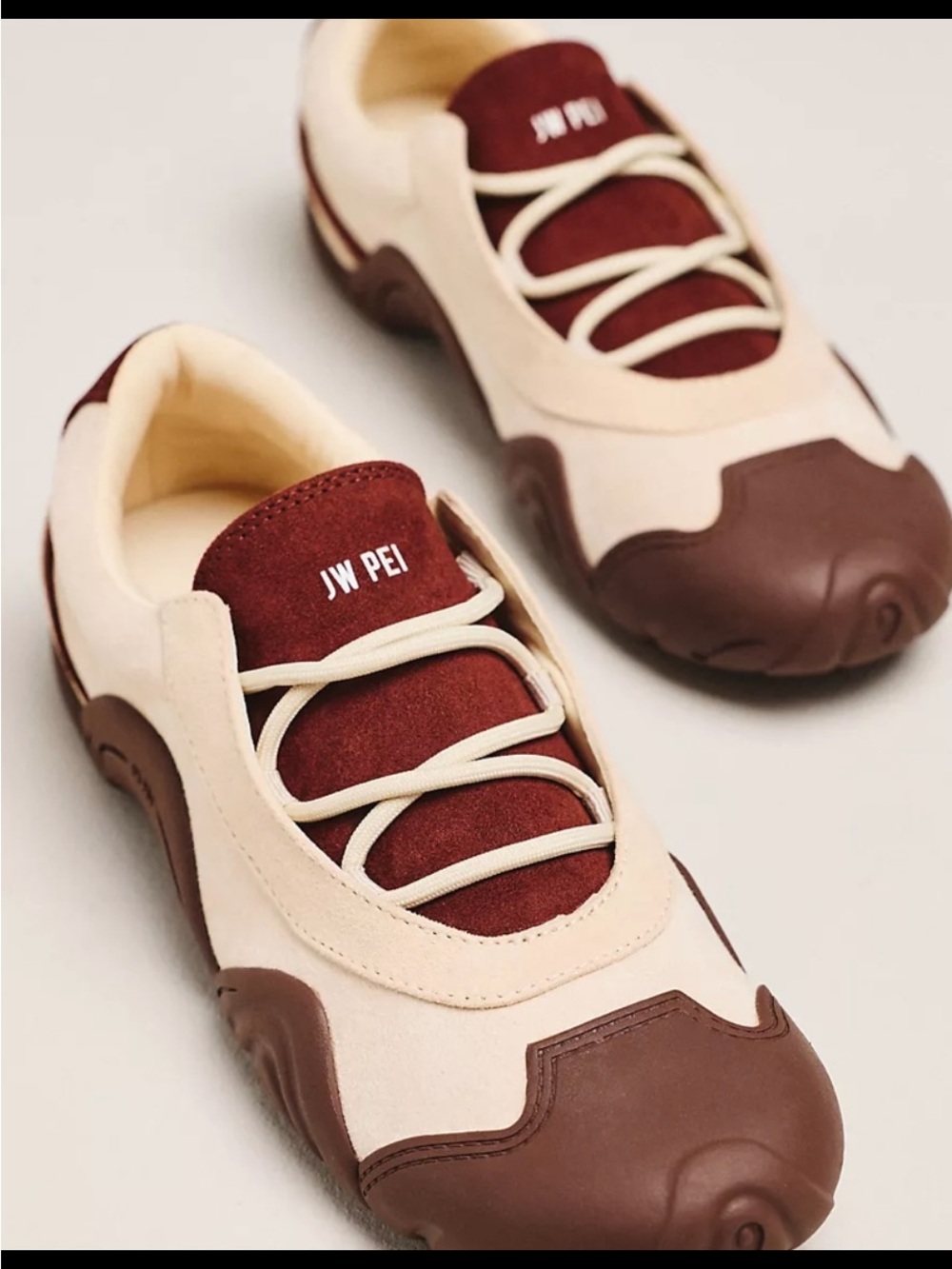 JW PEI  Cream and Brown Ballerina Sneakers